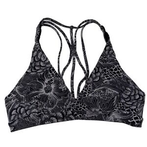 Lululemon Free To Be Wild Sports Bra Size 4 Black White Floral Strappy Yoga Bra